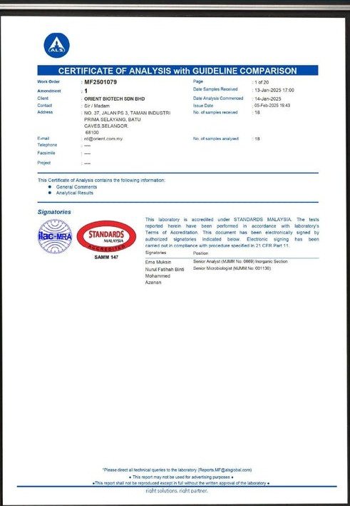 COA lab test certificate